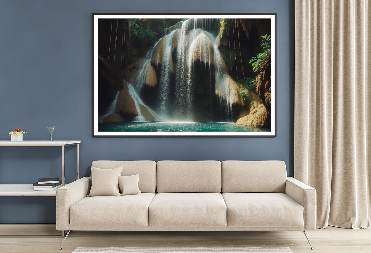 Waterfall in Forest View Home Decor Premium Quality Poster Print Choose Your Sizes