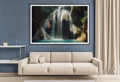 Waterfall in Forest View Home Decor Premium Quality Poster Print Choose Your Sizes