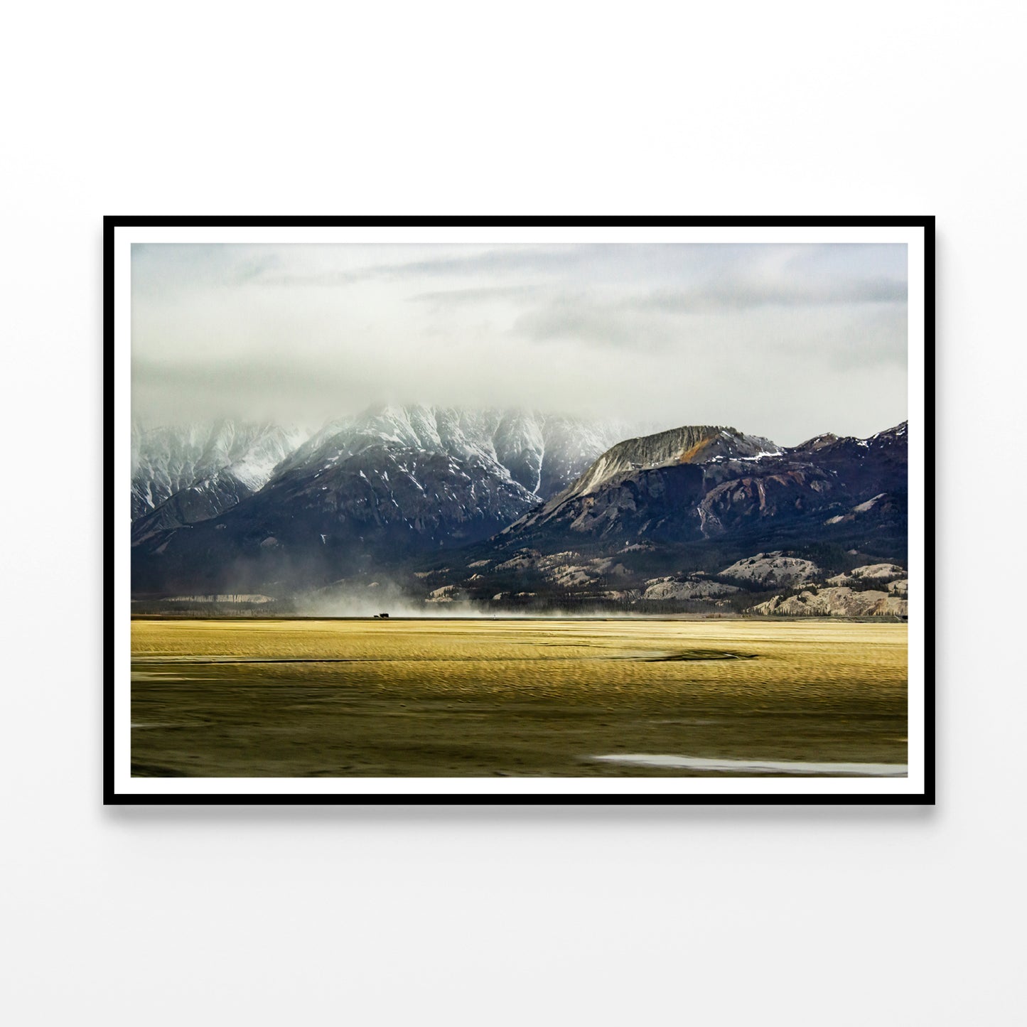 A Field with Mountains, Clouds, Snow, and Grass Home Decor Premium Quality Poster Print Choose Your Sizes