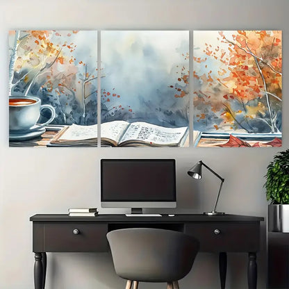 3pcs Fall Foliage Cozy Autumn Scene Metal Print Ready to Hang Art