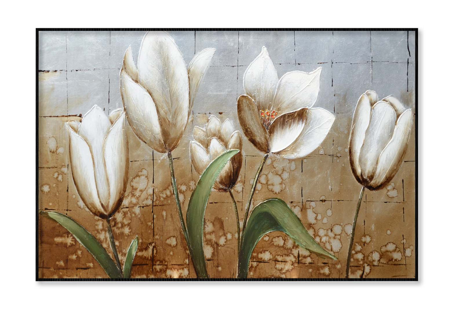 White Brown Texture, Flower Painting Wall Art Limited Edition High Quality Print