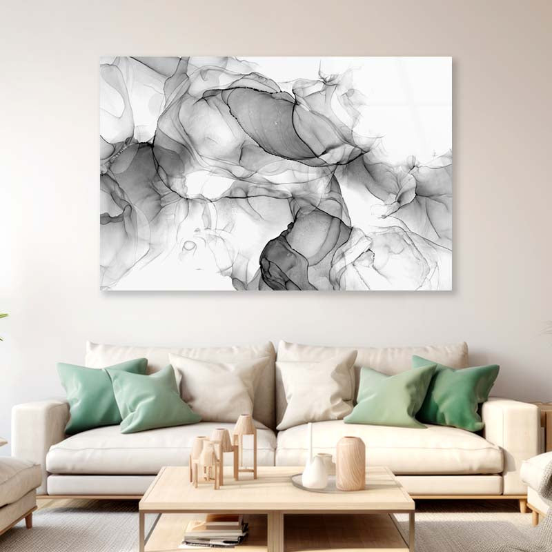 Black & White Abstract Acrylic Glass Print Tempered Glass Wall Art 100% Made in Australia Ready to Hang