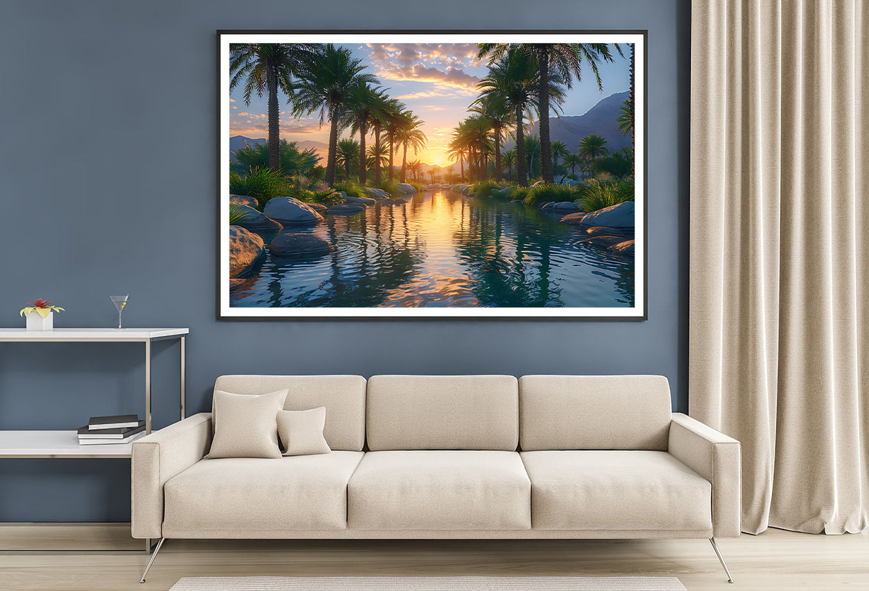 Trees in the River with Mountains Home Decor Premium Quality Poster Print Choose Your Sizes