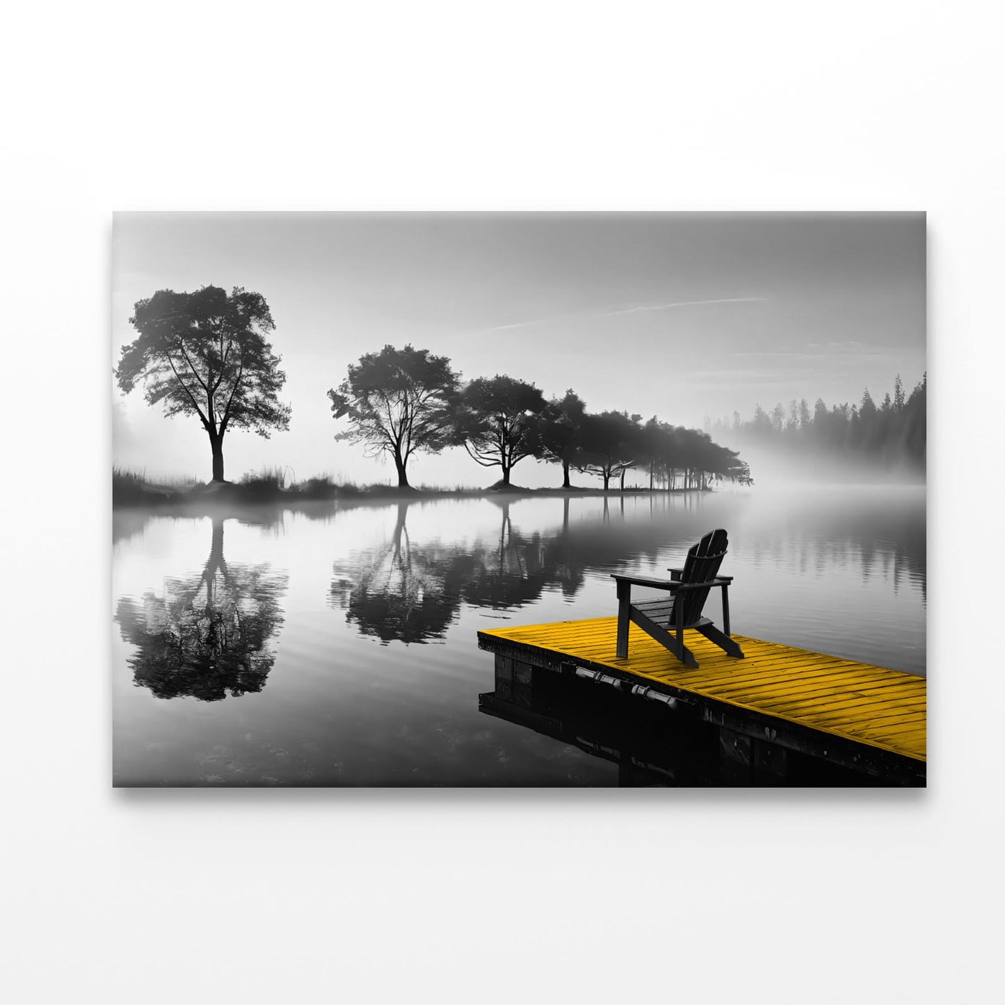 Lake And Yellow Pier Acrylic Glass Print Tempered Glass Wall Art 100% Made in Australia Ready to Hang