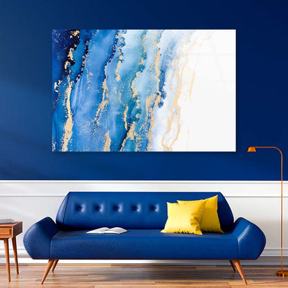 Meticulous Blue Painting Acrylic Glass Print Tempered Glass Wall Art 100% Made in Australia Ready to Hang