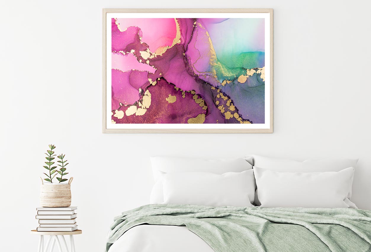 Pink & Gold Abstract Fluid Art Home Decor Premium Quality Poster Print Choose Your Sizes