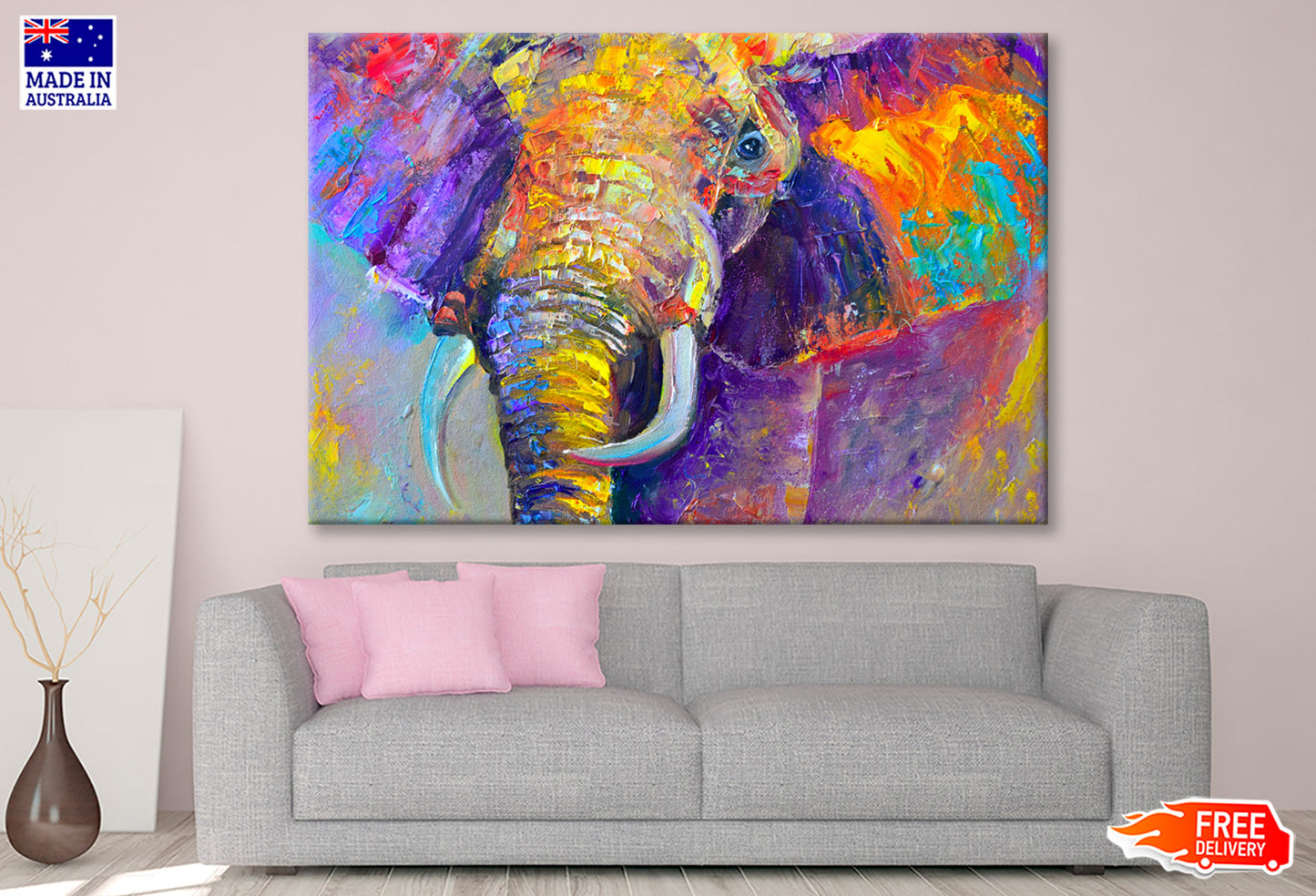 Multicolored Elephant Abstract Oil Painting Wall Art Limited Edition High Quality Print