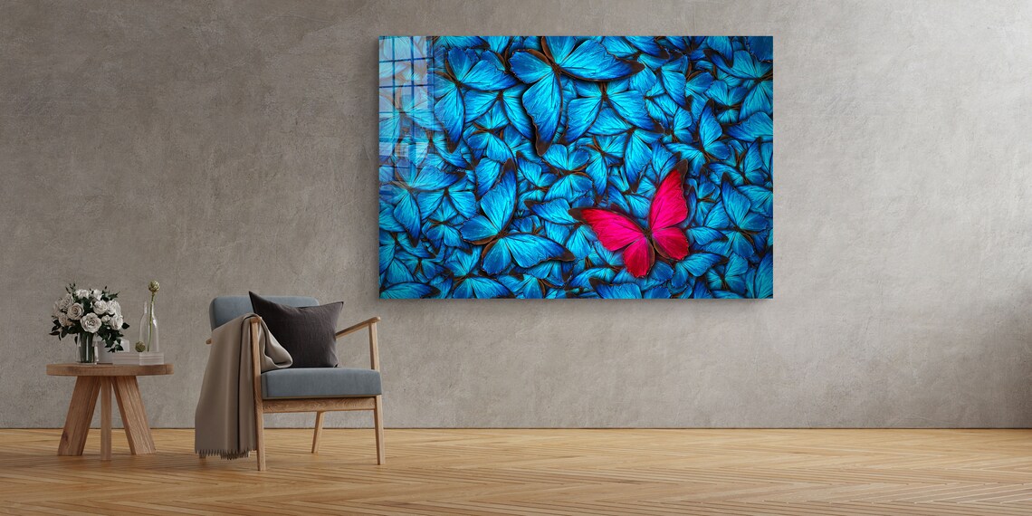 Blue Abstract Butterfly UV Direct Aluminum Print Australian Made Quality