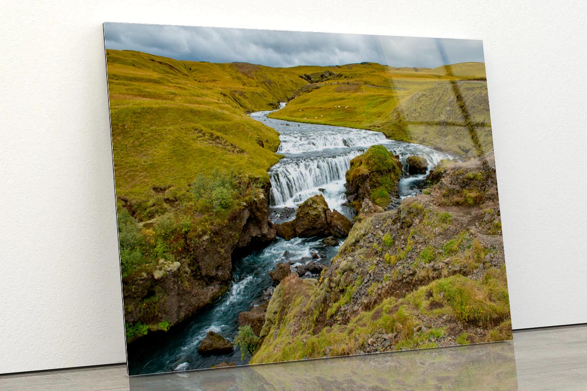 Waterfall with Rocks Acrylic Glass Print Tempered Glass Wall Art 100% Made in Australia Ready to Hang