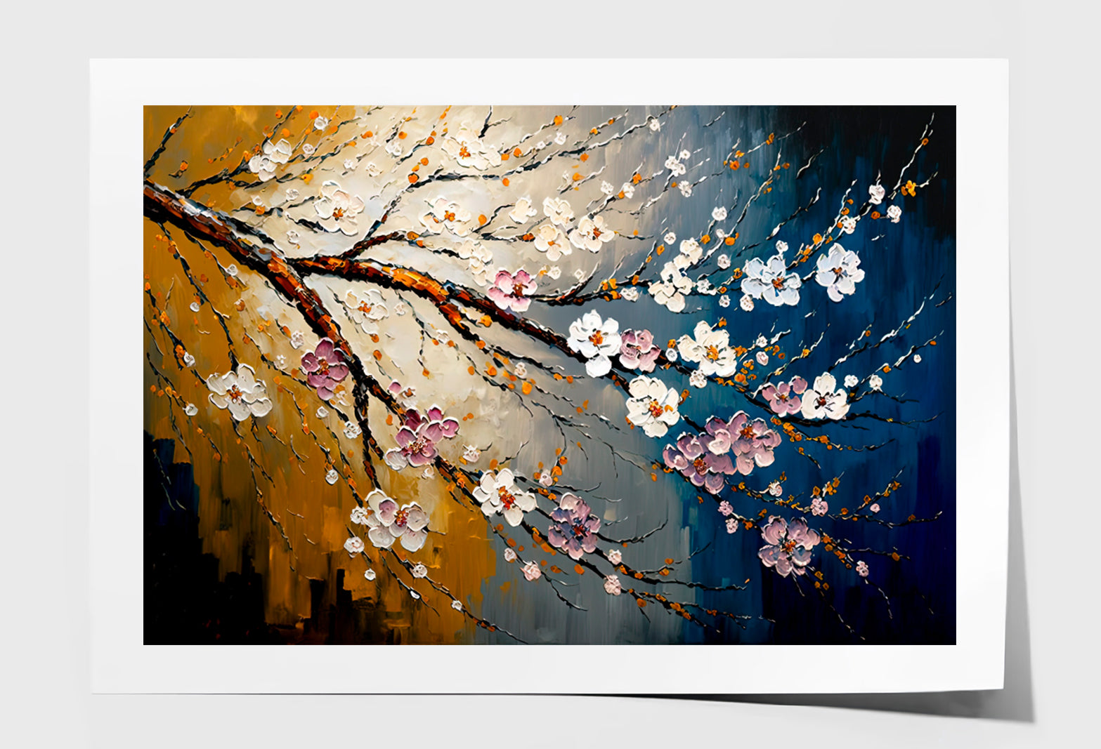 Cherry Blossom Oil Painting Wall Art Limited Edition High Quality Print Unframed Roll Canvas None