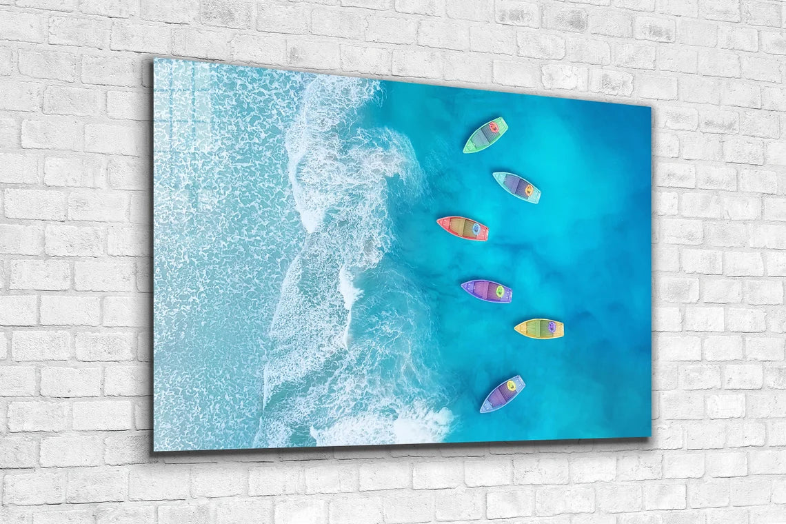 Aerial Beach & Boats UV Direct Aluminum Print Australian Made Quality