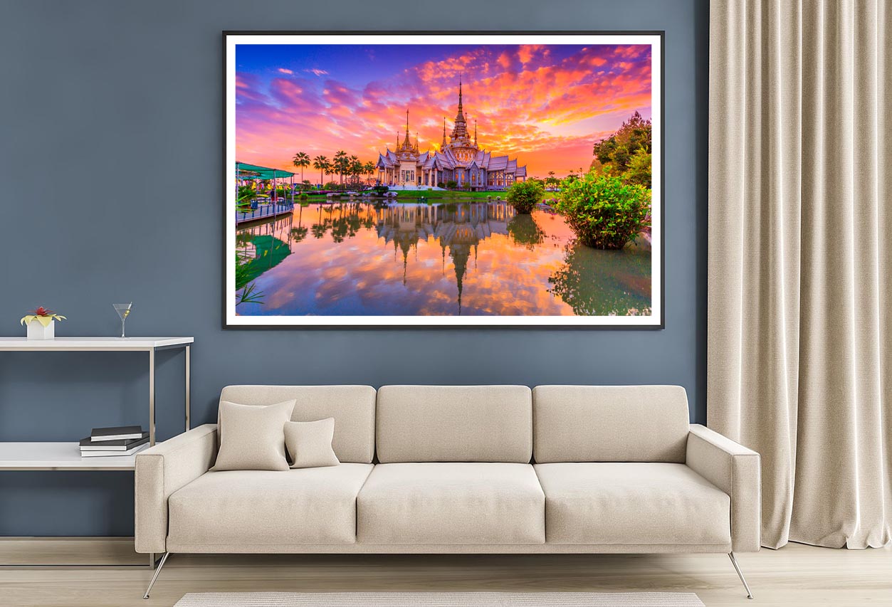 Sunset In Temple at Wat None Kum in Thailand Home Decor Premium Quality Poster Print Choose Your Sizes