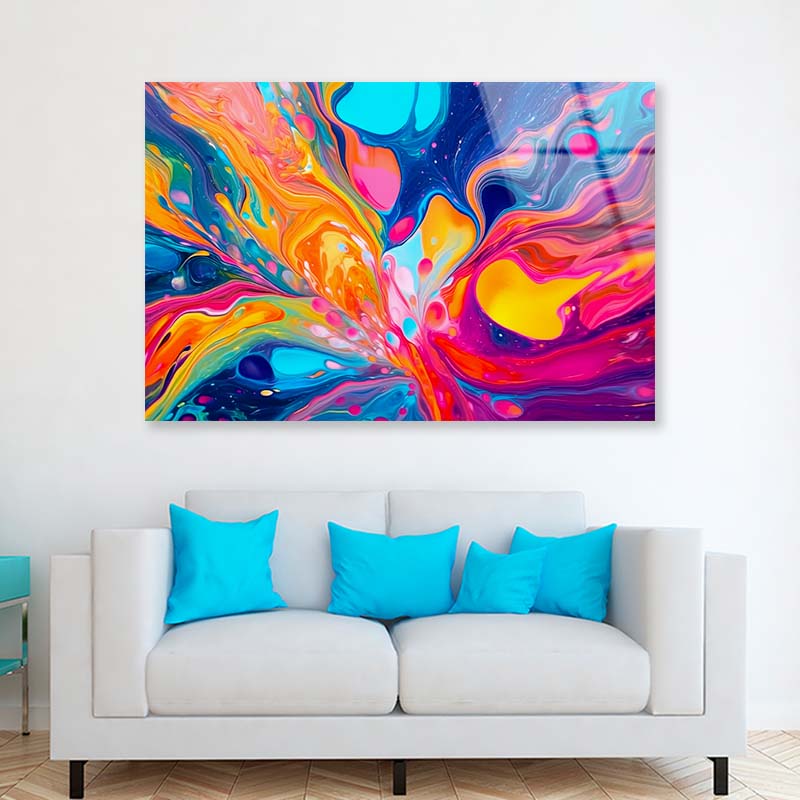 Fantasy Multicolor Abstract Acrylic Glass Print Tempered Glass Wall Art 100% Made in Australia Ready to Hang