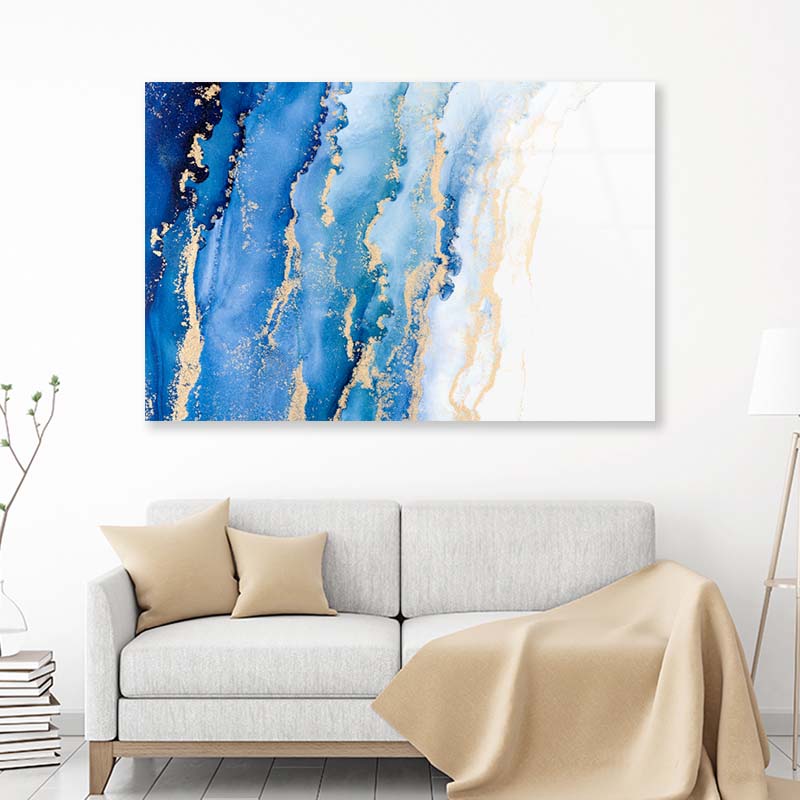 Meticulous Blue Painting Acrylic Glass Print Tempered Glass Wall Art 100% Made in Australia Ready to Hang