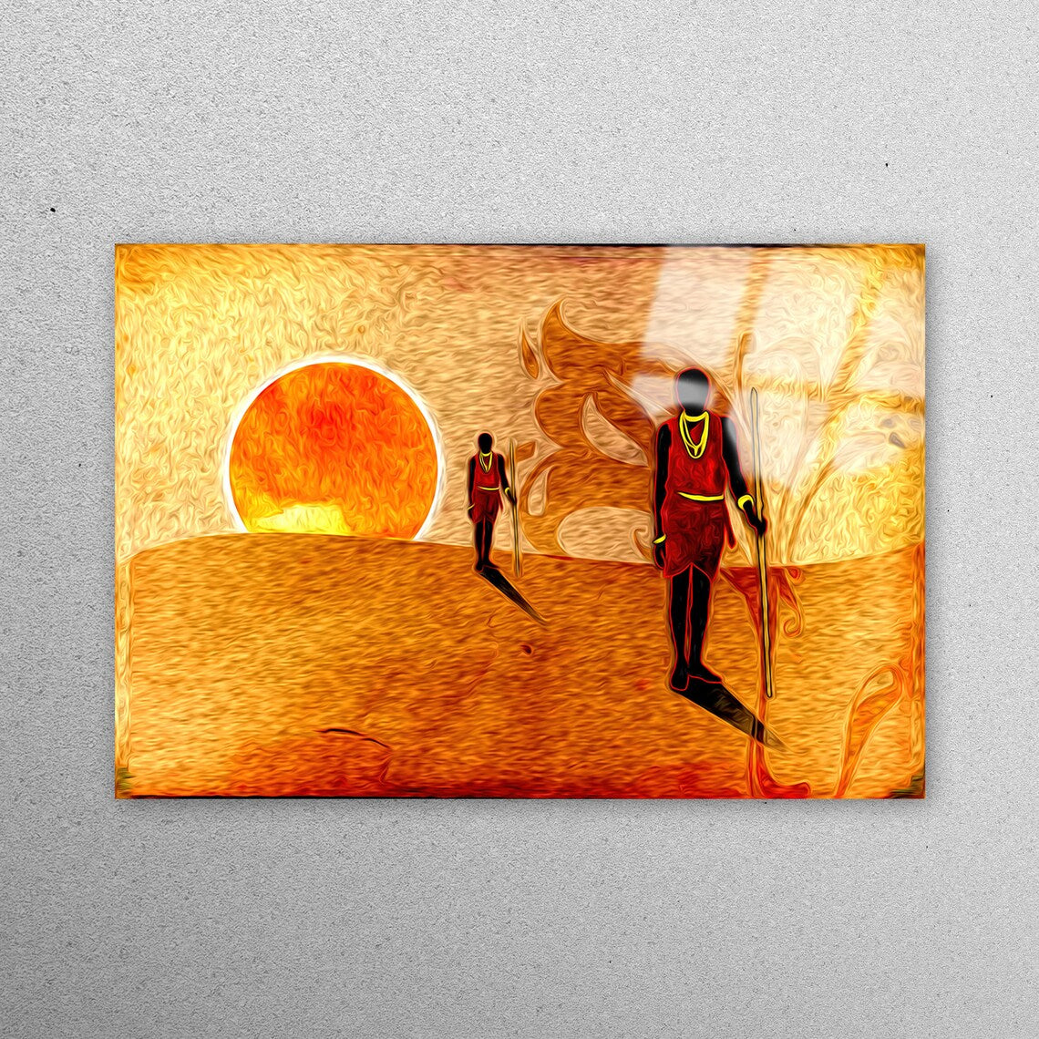 Two African In Desert Acrylic Glass Print Tempered Glass Wall Art 100% Made in Australia Ready to Hang