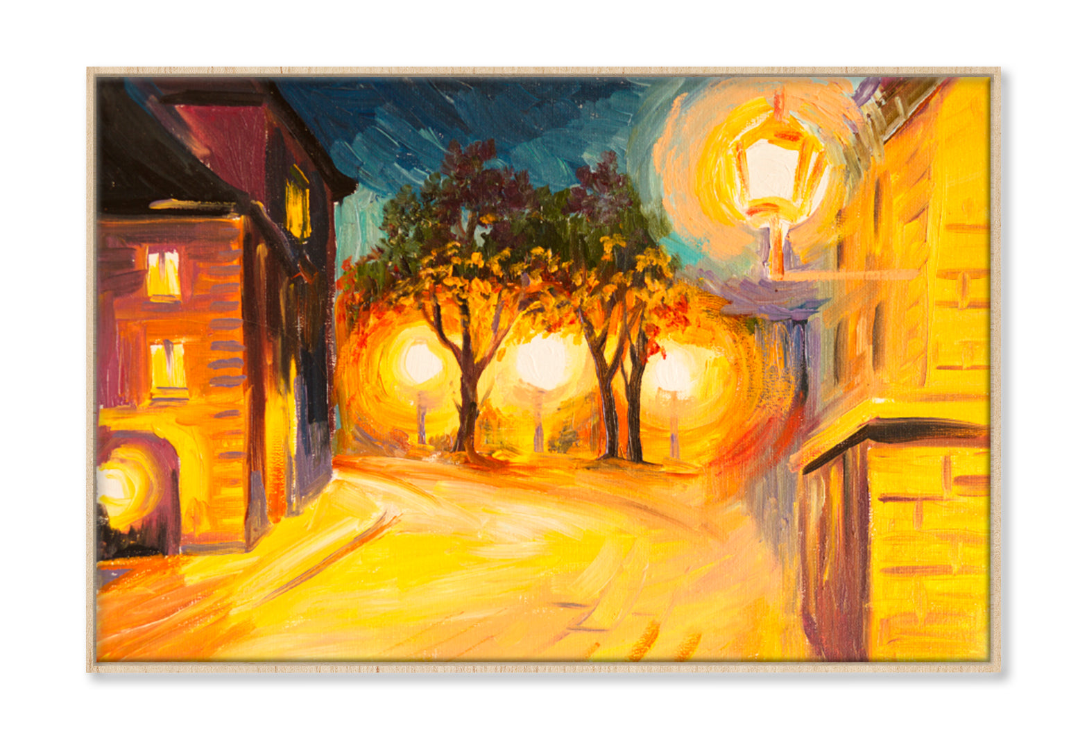 Evening Street In Paris Oil Painting Wall Art Limited Edition High Quality Print Canvas Box Framed Natural