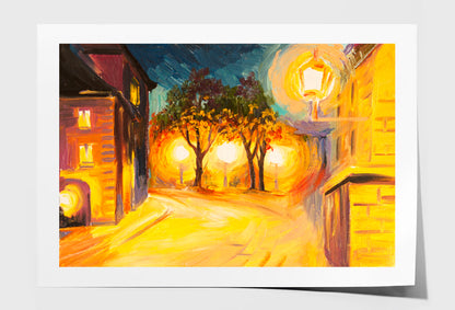 Evening Street In Paris Oil Painting Wall Art Limited Edition High Quality Print Unframed Roll Canvas None