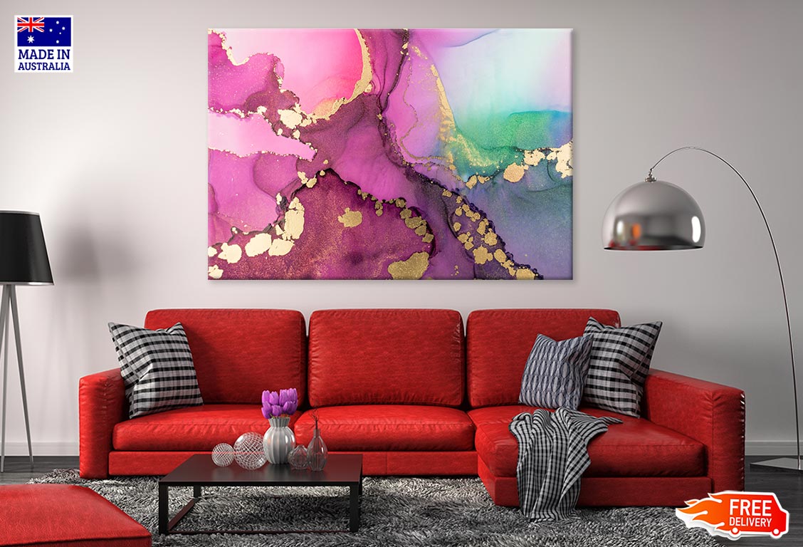 Pink & Gold Abstract Fluid Art Print 100% Australian Made