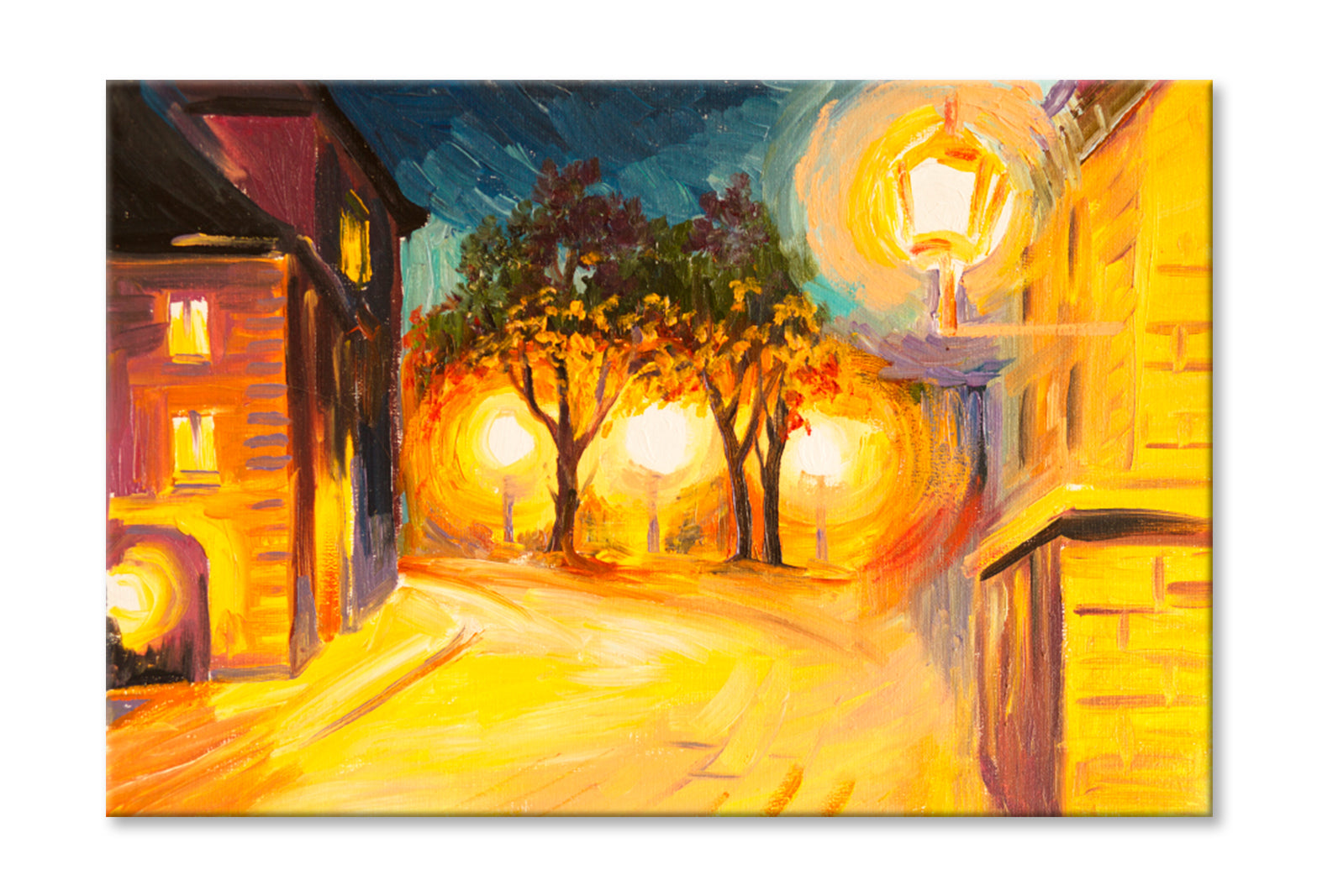 Evening Street In Paris Oil Painting Wall Art Limited Edition High Quality Print Stretched Canvas None