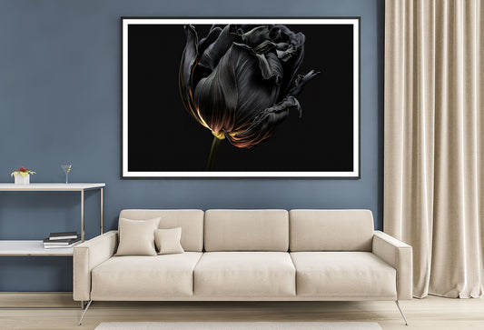 Striking Black Flower with a Vibrant Yellow Home Decor Premium Quality Poster Print Choose Your Sizes