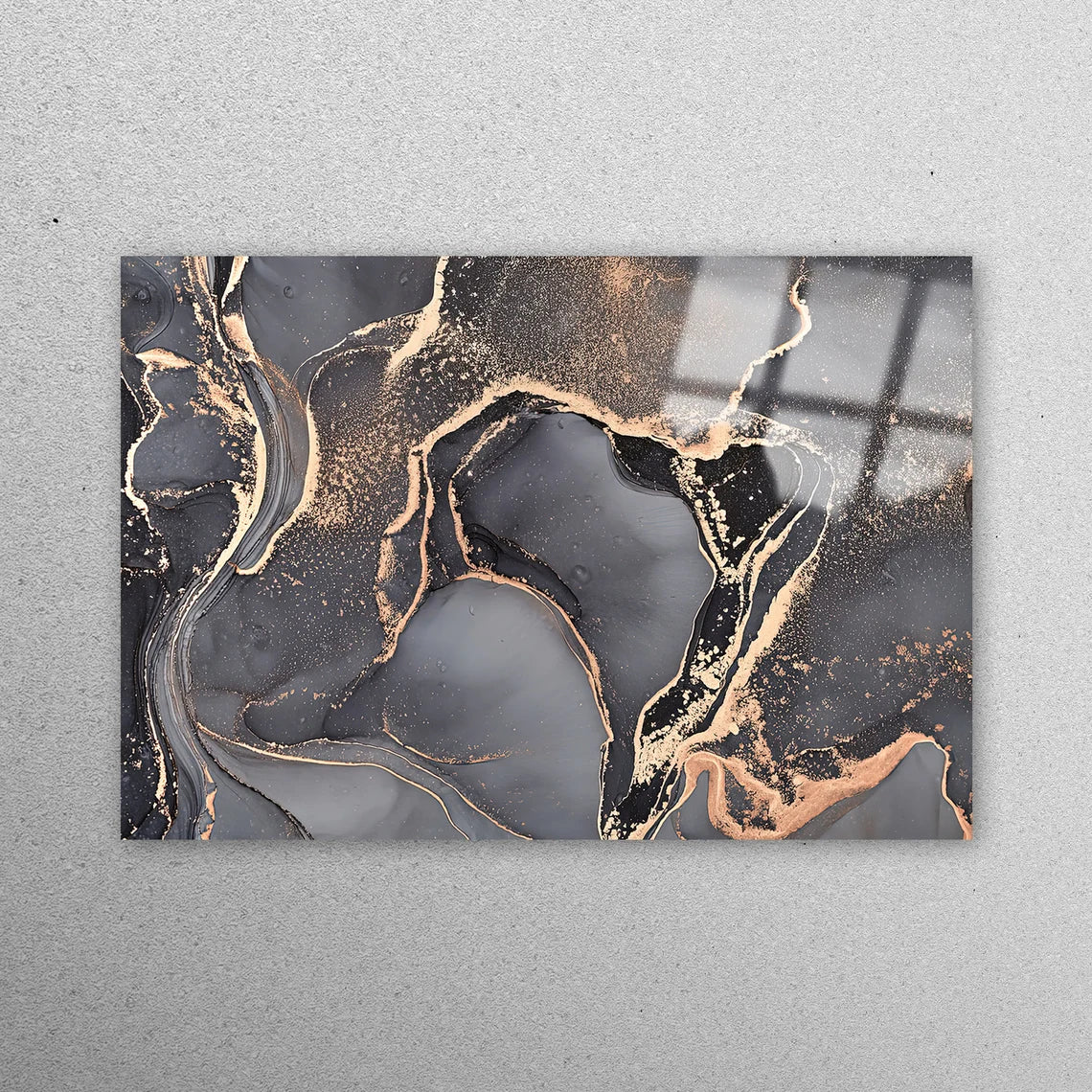 Luxury Gray & Gold Marble Acrylic Glass Print Tempered Glass Wall Art 100% Made in Australia Ready to Hang