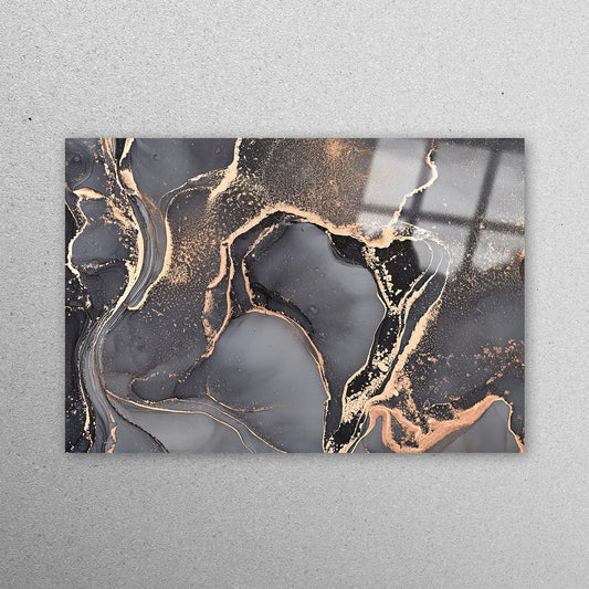 Luxury Gray & Gold Marble Acrylic Glass Print Tempered Glass Wall Art 100% Made in Australia Ready to Hang