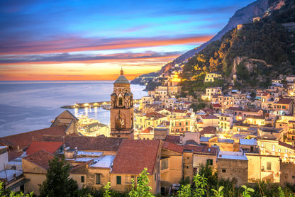 Blue & Orange Sky in Amalfi Coast Home Decor Premium Quality Poster Print Choose Your Sizes