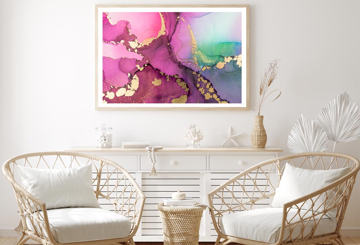 Pink & Gold Abstract Fluid Art Home Decor Premium Quality Poster Print Choose Your Sizes