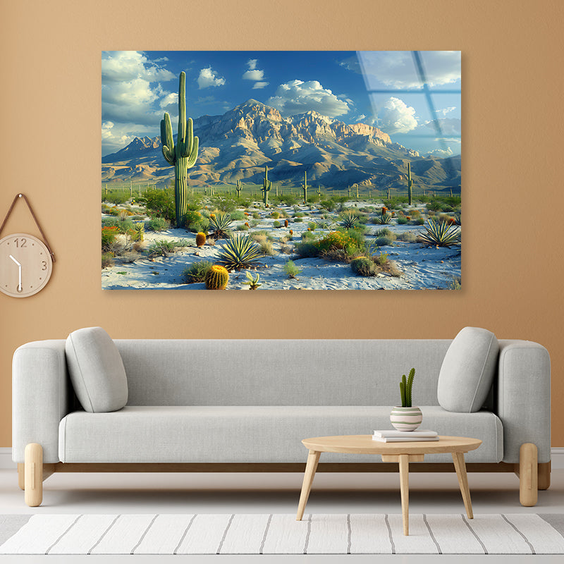 Cactus in the Desert Acrylic Glass Print Tempered Glass Wall Art 100% Made in Australia Ready to Hang