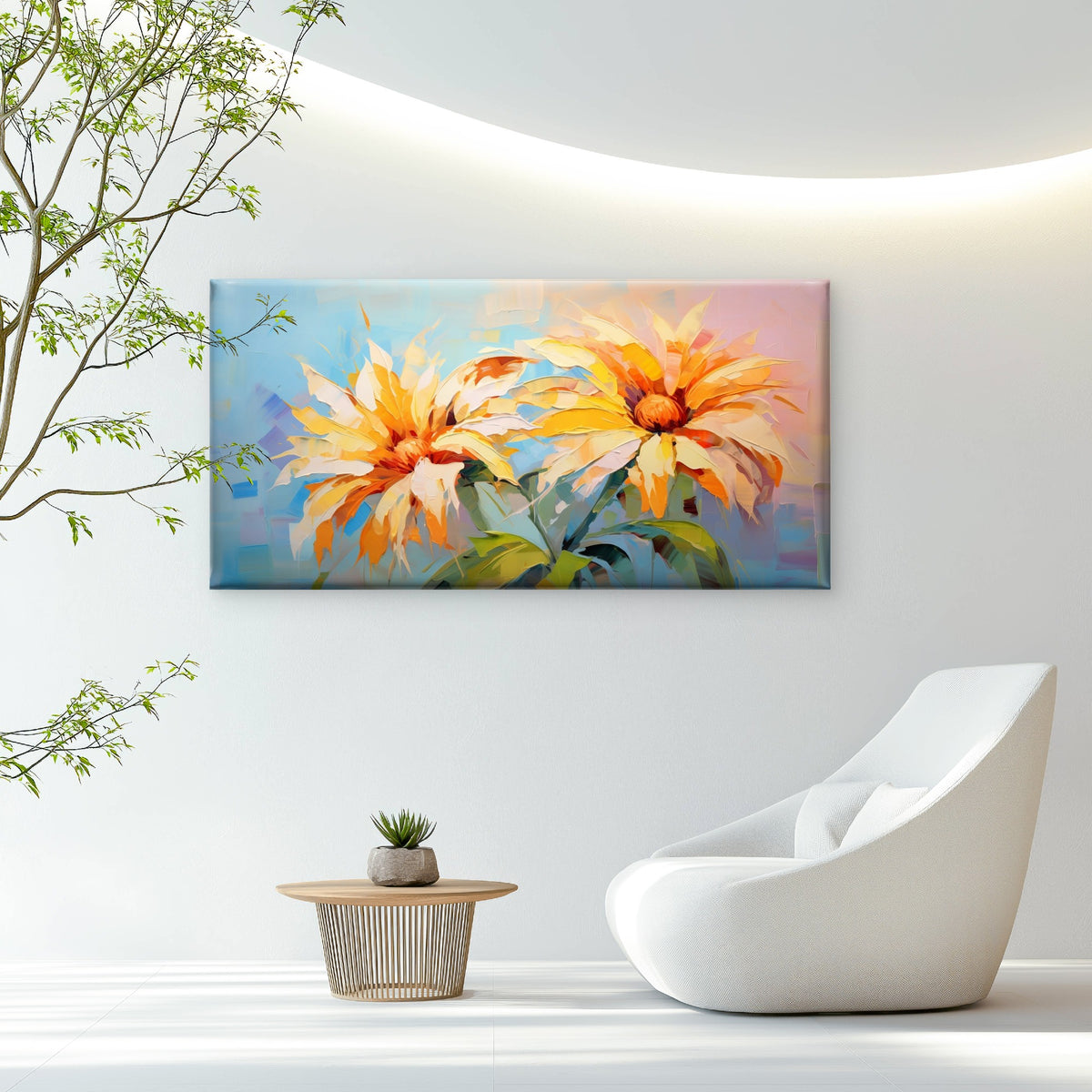 Yellow Daisies Oil Painting Wall Art Canvas Office Home Room Framed 120x60cm