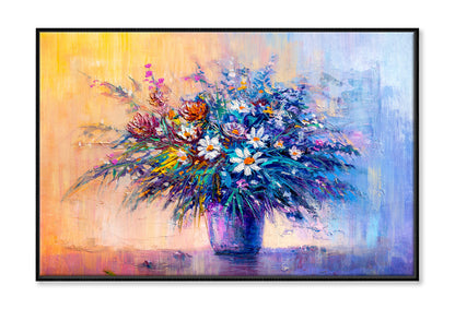 Bouquet Flowers in Vase Oil Painting Wall Art Limited Edition High Quality Print Canvas Box Framed Black