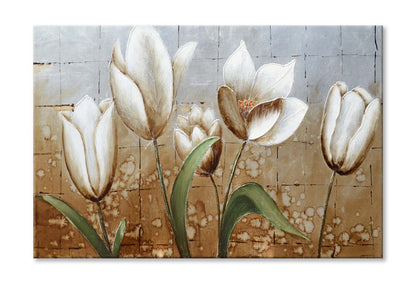 White Brown Texture, Flower Painting Wall Art Limited Edition High Quality Print