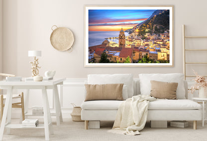 Blue & Orange Sky in Amalfi Coast Home Decor Premium Quality Poster Print Choose Your Sizes