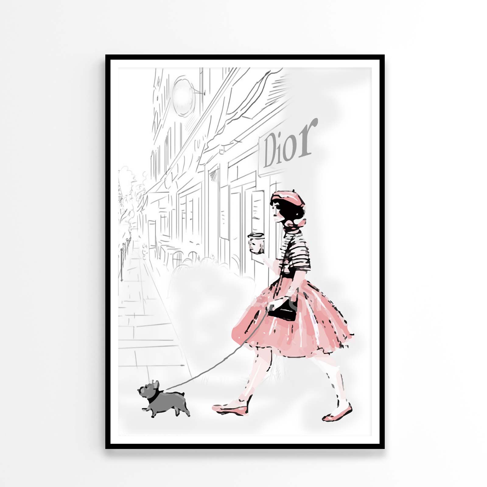 Pink Girl With her Puppy Fashion Art Design Home Decor Premium Quality Poster Print Choose Your Sizes