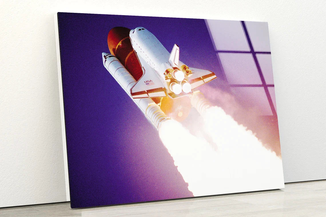 Rocket on Space View UV Direct Aluminum Print Australian Made Quality