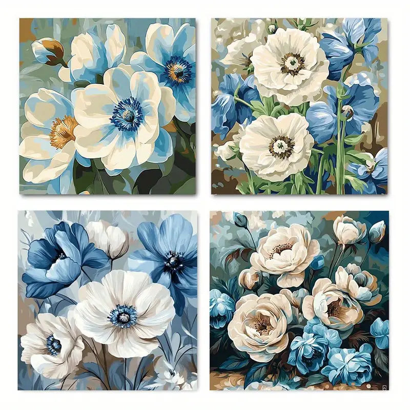 4pcs Flower Chic Scenic Photography  Wall Art Canvas Framed
