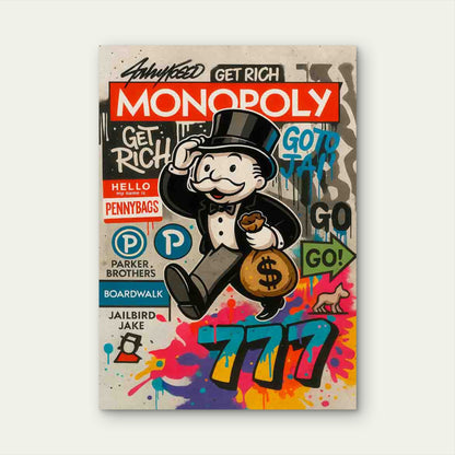Graffiti Boardgame Mascot Running Swiftly 40x60cm Metal Print Ready to Hang