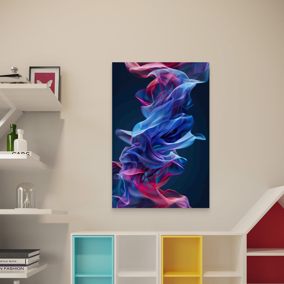 Abstract Flowing Colors Shapes 40x60cm Metal Print Ready to Hang