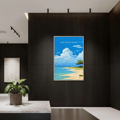 Lady Elliot Island Beach Scene View Travel Poster Print Wall Art