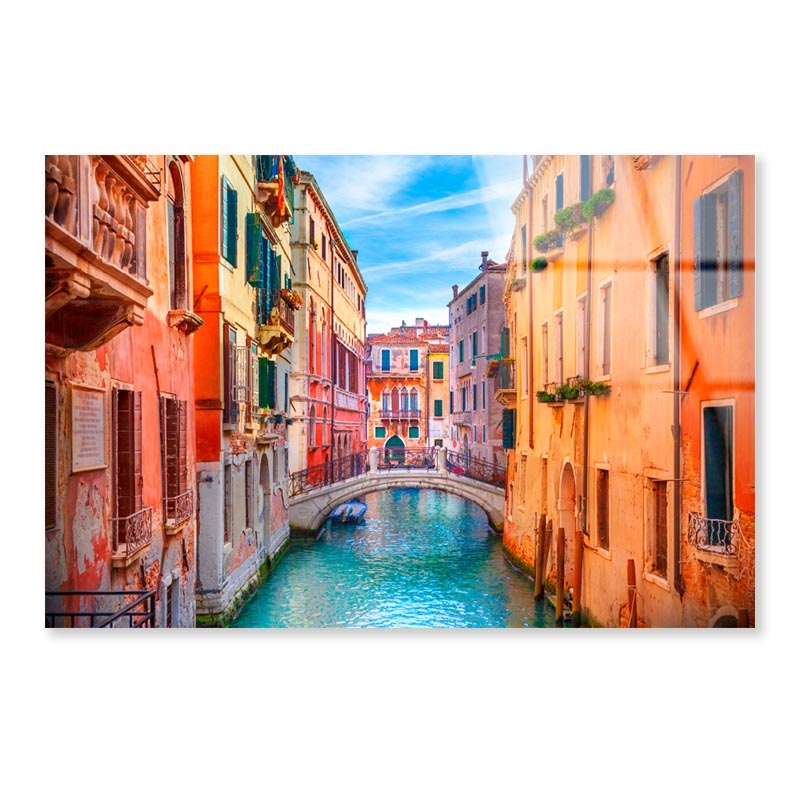 Narrow Canal with A Bridge Acrylic Glass Print Tempered Glass Wall Art 100% Made in Australia Ready to Hang