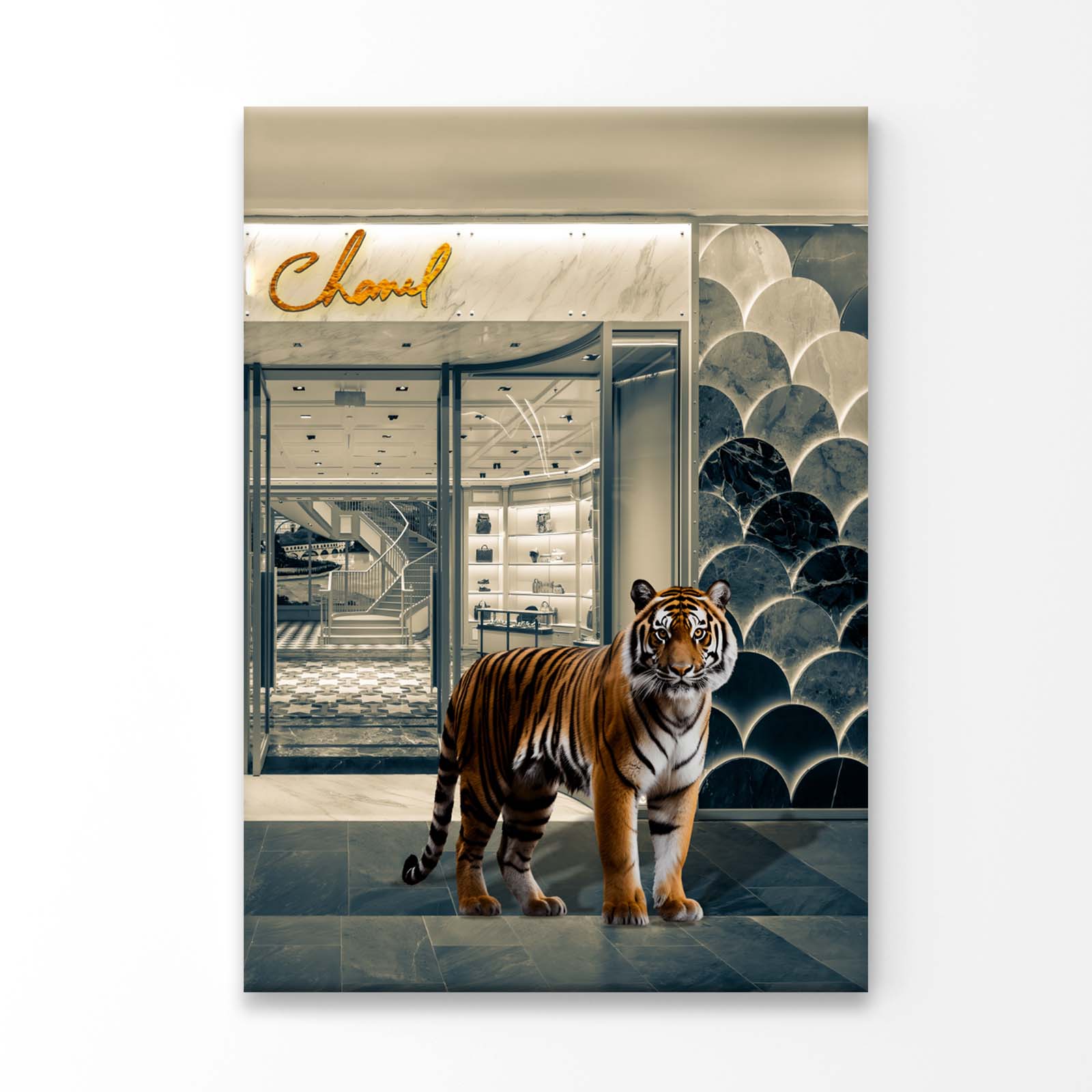 Fashion Store, Tiger 3D Design Acrylic Glass Print Tempered Glass Wall Art 100% Made in Australia Ready to Hang