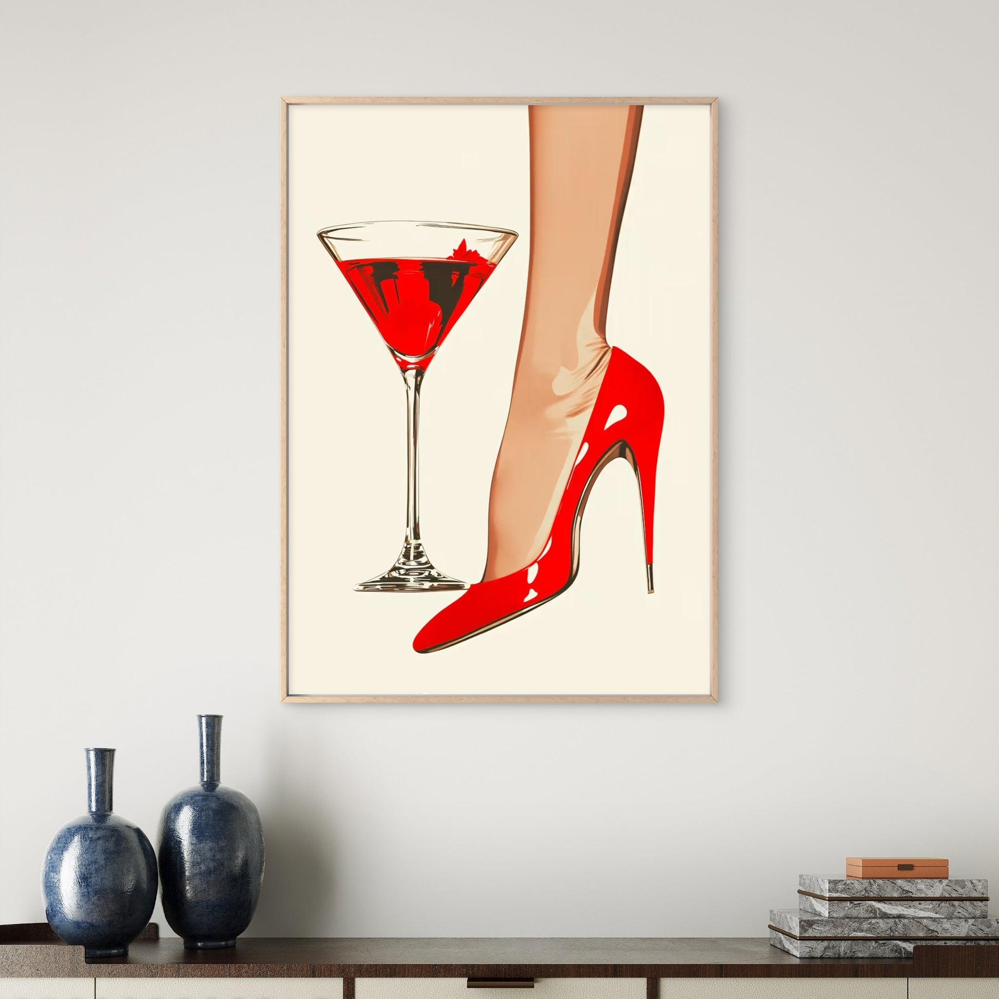Red Wine Glass Fashion Heels Fashion Home Decor Premium Quality Poster Print Choose Your Sizes - Bella Home Decor