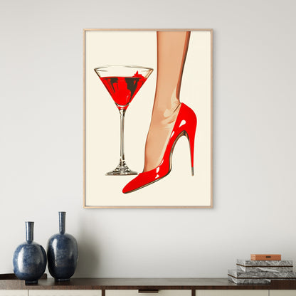 Red Wine Glass Fashion Heels Fashion Home Decor Premium Quality Poster Print Choose Your Sizes - Bella Home Decor