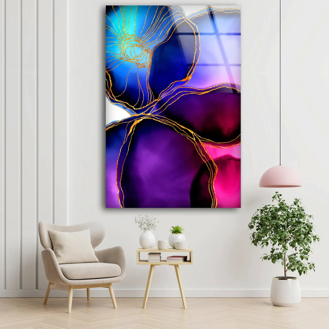 Purple & Pink Abstract UV Direct Aluminum Print Australian Made Quality