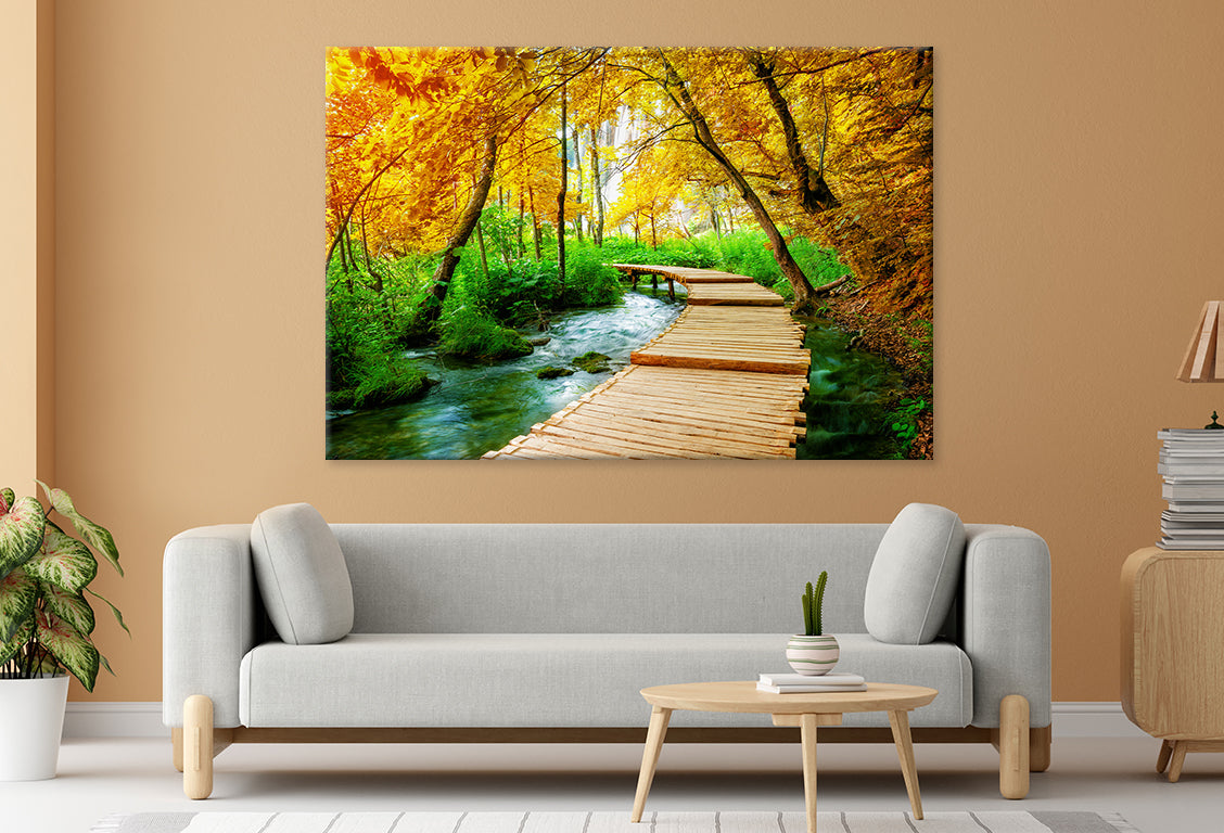 Wooden Trek Trail in Plitvice Wall Art Decor 100% Australian Made