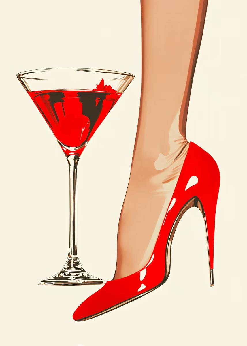 Red Wine Glass Fashion Heels Fashion Home Decor Premium Quality Poster Print Choose Your Sizes - Bella Home Decor