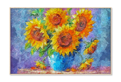 Yellow Sunflower Vase on Table Wall Art Limited Edition High Quality Print