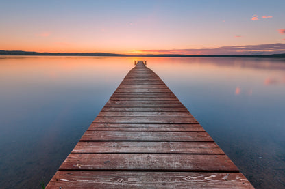 Old Wooden Pier at Sunset  Long Exposure, Linear Perspective Home Decor Premium Quality Poster Print Choose Your Sizes