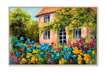 House In The Flower Garden Oil Painting Wall Art Limited Edition High Quality Print Canvas Box Framed Natural