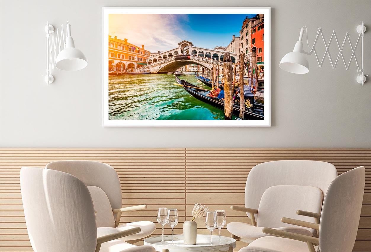 Rialto Bridge at Sunset in Venice, Italy Home Decor Premium Quality Poster Print Choose Your Sizes